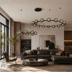 Nordic Modern Iron Art Sphereical Pendant Light Glass Lampshade Led Bedroom Living Dining Room Atmosphere Decorative Chandeliers