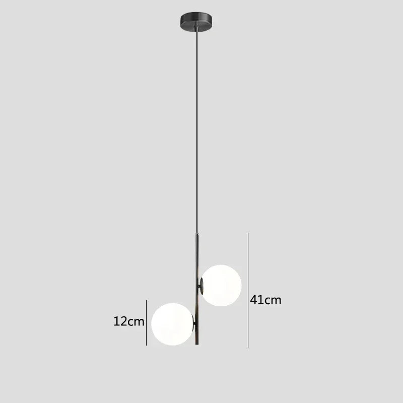 Modern LED Glass Ball LED Pendant Lights Nordic Black Bedroom Hanging Lamp Living Room Dining Decor Lights Fixture