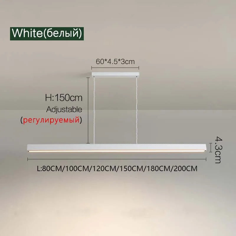 Modern minimalist LED straight strip pendant light, dining table, bar counter, office desk hanging pendant light, home lighting