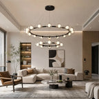 Nordic Modern Iron Art Sphereical Pendant Light Glass Lampshade Led Bedroom Living Dining Room Atmosphere Decorative Chandeliers