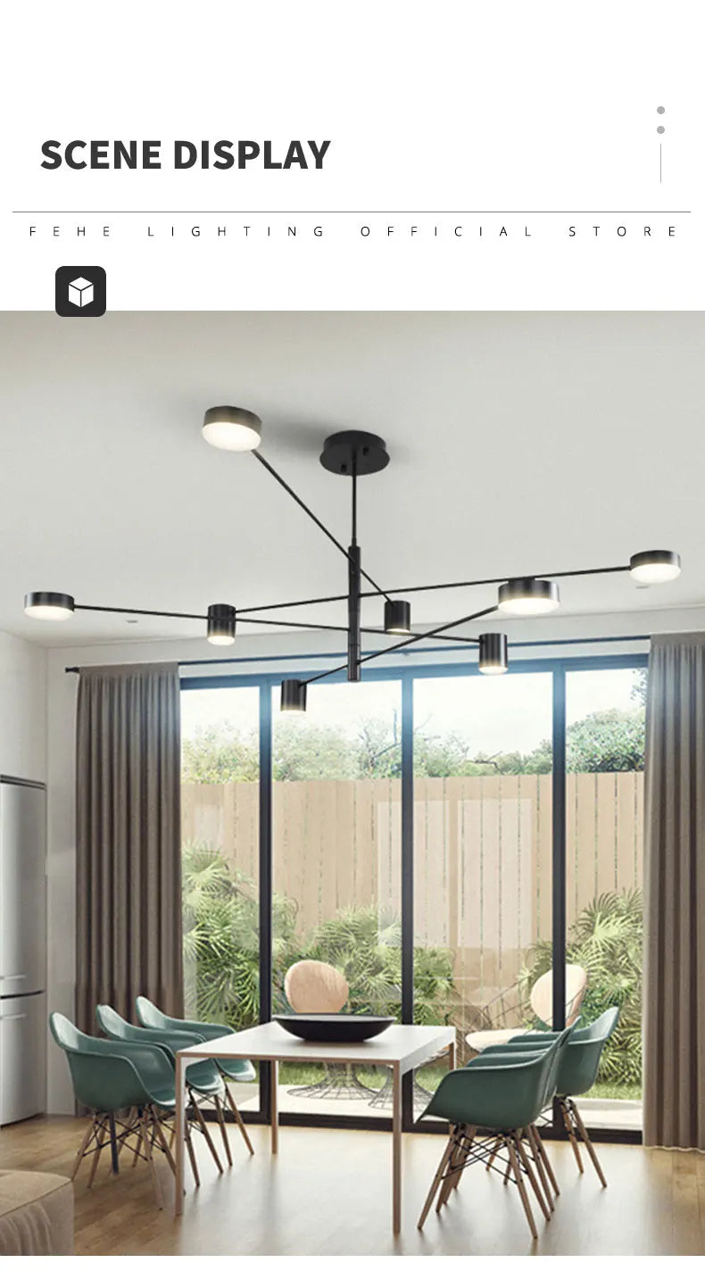 Living Room Chandelier Simple Black Nordic Lighting Creative Personality Net Red Light Restaurant Wrought Iron Lighting