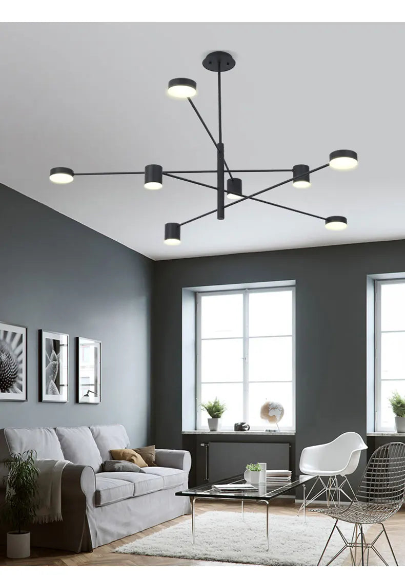 Living Room Chandelier Simple Black Nordic Lighting Creative Personality Net Red Light Restaurant Wrought Iron Lighting