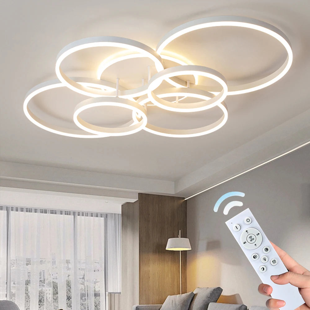 Modern Round Design Living Room Bedroom LED Ceiling Light Golden Ring Light Lighting Decorative Lighting Indoor Chandelier