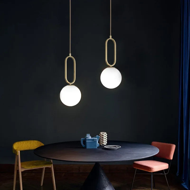Modern Pendant Light Nordic Minimalist Hanging Lamp Ceiling Decoration Glass Ball Lighting Living Bedroom Dining Room