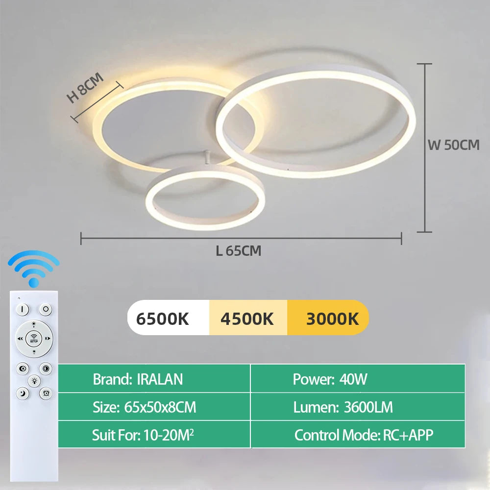 Modern Round Design Living Room Bedroom LED Ceiling Light Golden Ring Light Lighting Decorative Lighting Indoor Chandelier