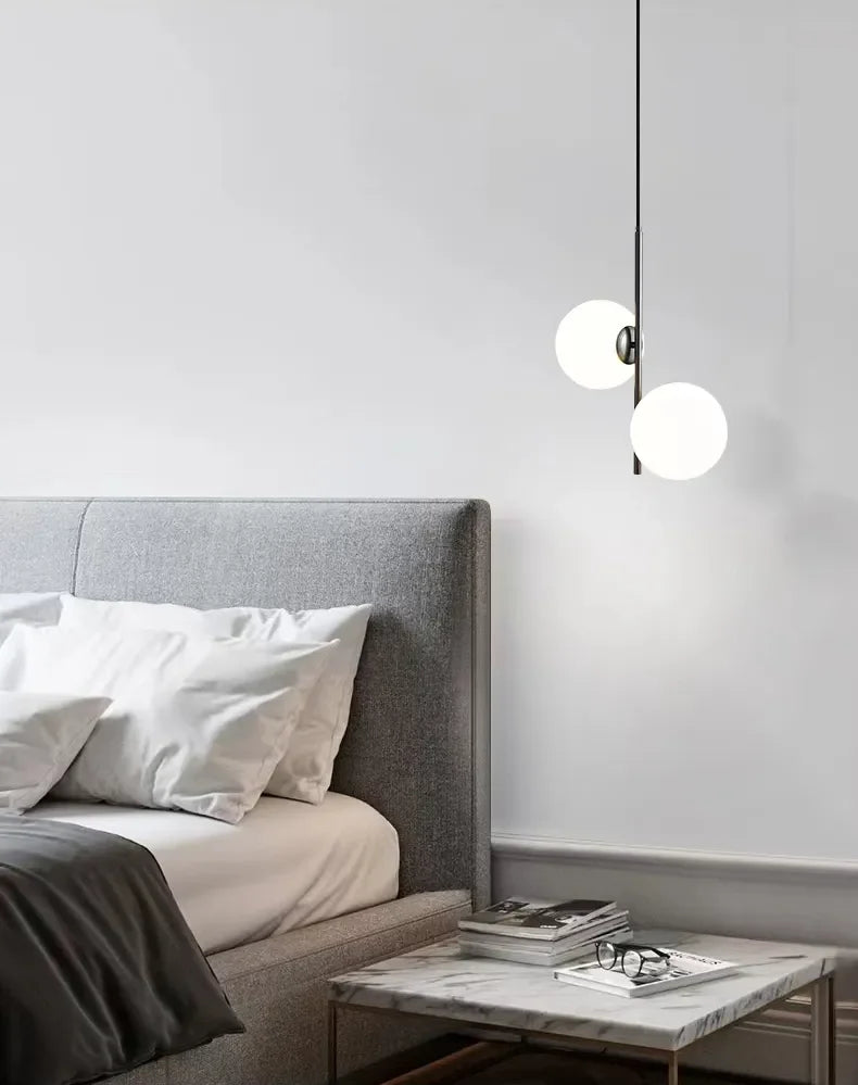 Modern LED Glass Ball LED Pendant Lights Nordic Black Bedroom Hanging Lamp Living Room Dining Decor Lights Fixture