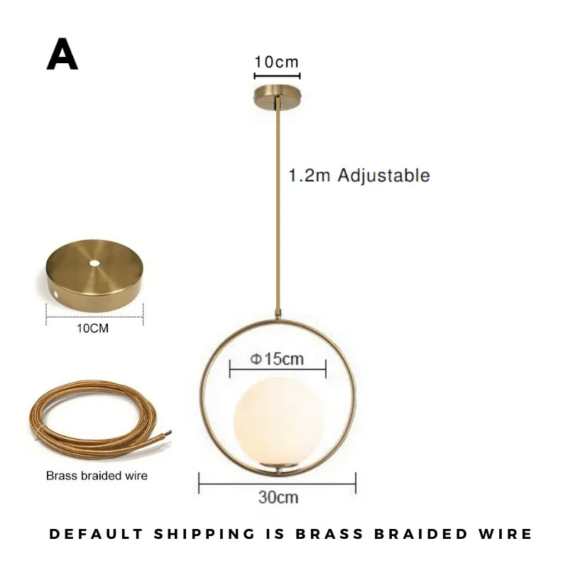 Modern Pendant Light Nordic Minimalist Hanging Lamp Ceiling Decoration Glass Ball Lighting Living Bedroom Dining Room