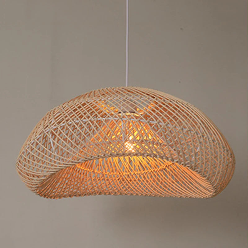 Vintage Wabi-Sabi Rattan Pendant Light – Handwoven Boho Lamp