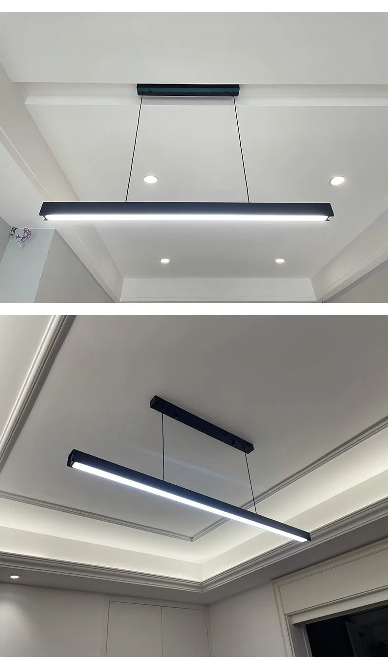 Modern minimalist LED straight strip pendant light, dining table, bar counter, office desk hanging pendant light, home lighting
