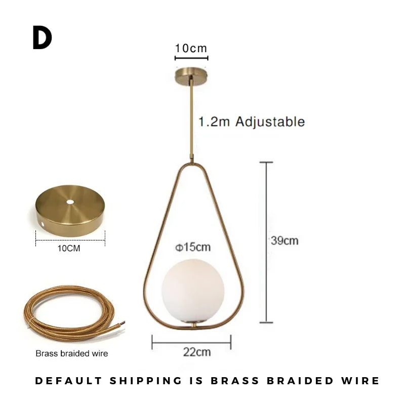 Modern Pendant Light Nordic Minimalist Hanging Lamp Ceiling Decoration Glass Ball Lighting Living Bedroom Dining Room