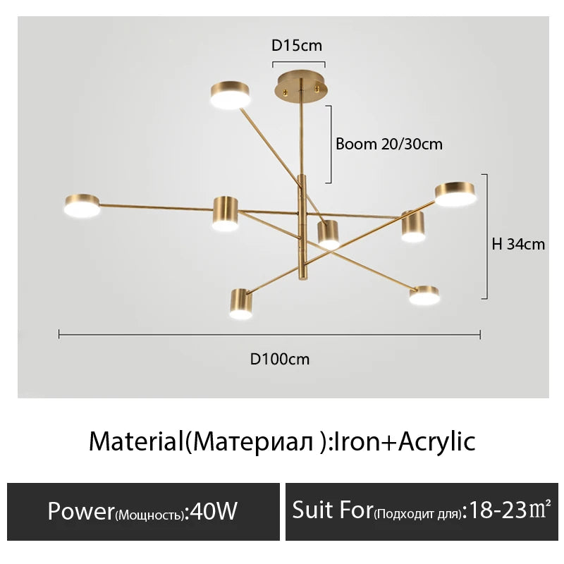 Living Room Chandelier Simple Black Nordic Lighting Creative Personality Net Red Light Restaurant Wrought Iron Lighting