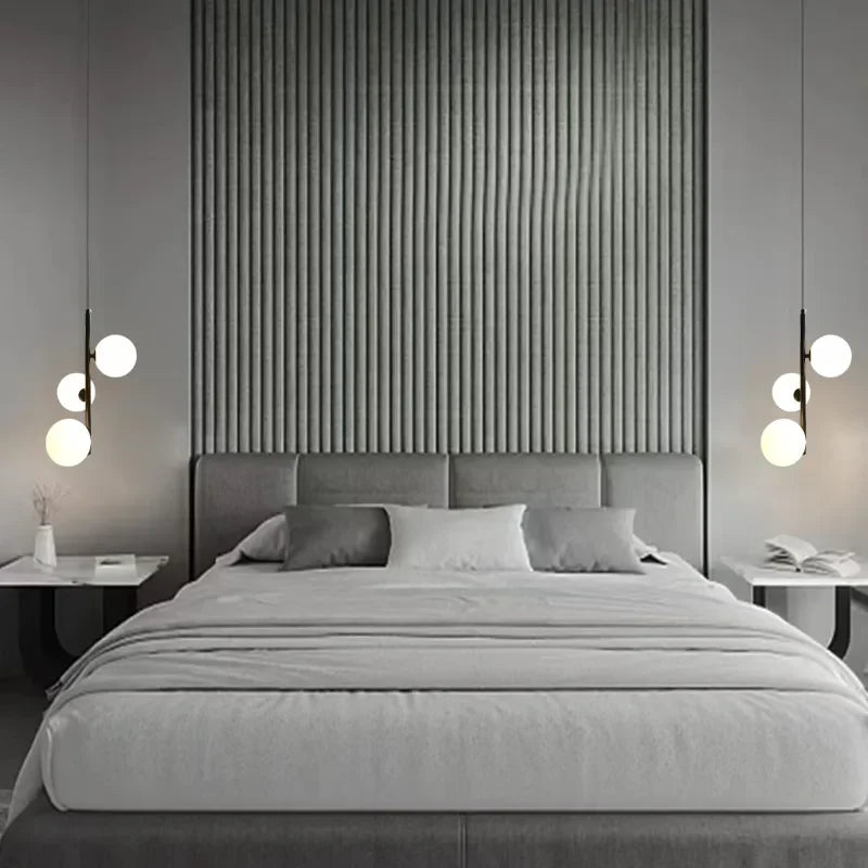 Modern LED Glass Ball LED Pendant Lights Nordic Black Bedroom Hanging Lamp Living Room Dining Decor Lights Fixture