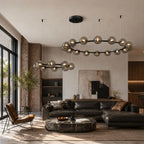 Nordic Modern Iron Art Sphereical Pendant Light Glass Lampshade Led Bedroom Living Dining Room Atmosphere Decorative Chandeliers