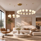 Nordic Modern Iron Art Sphereical Pendant Light Glass Lampshade Led Bedroom Living Dining Room Atmosphere Decorative Chandeliers