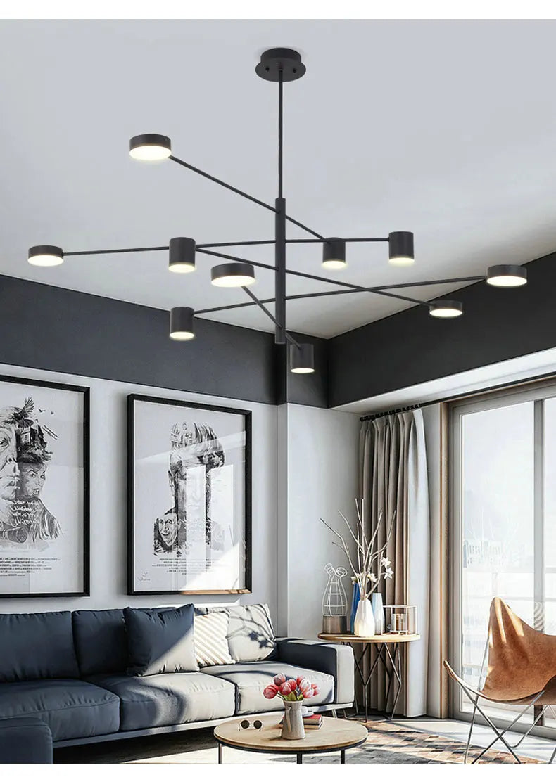Living Room Chandelier Simple Black Nordic Lighting Creative Personality Net Red Light Restaurant Wrought Iron Lighting