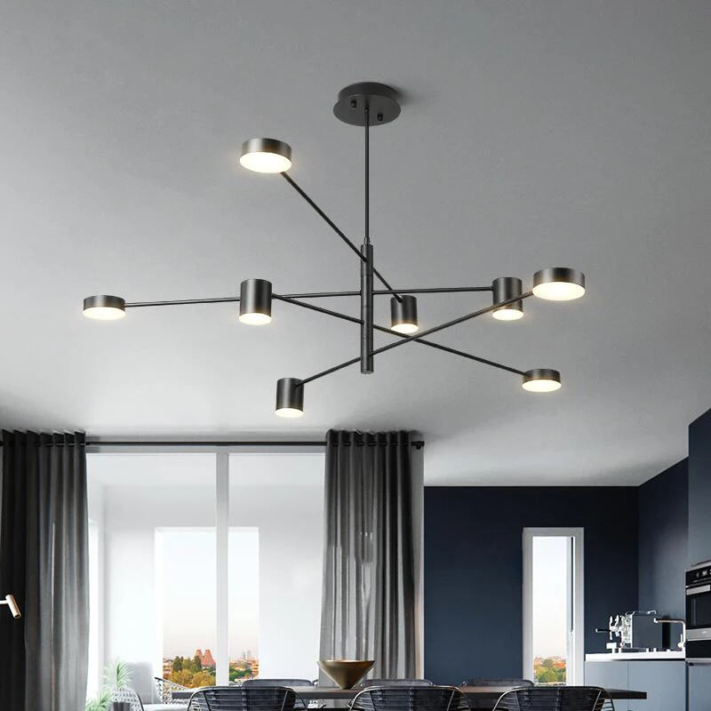 Living Room Chandelier Simple Black Nordic Lighting Creative Personality Net Red Light Restaurant Wrought Iron Lighting