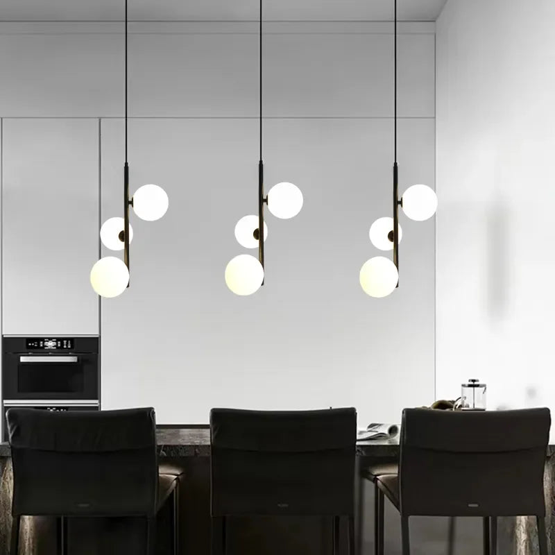 Modern LED Glass Ball LED Pendant Lights Nordic Black Bedroom Hanging Lamp Living Room Dining Decor Lights Fixture