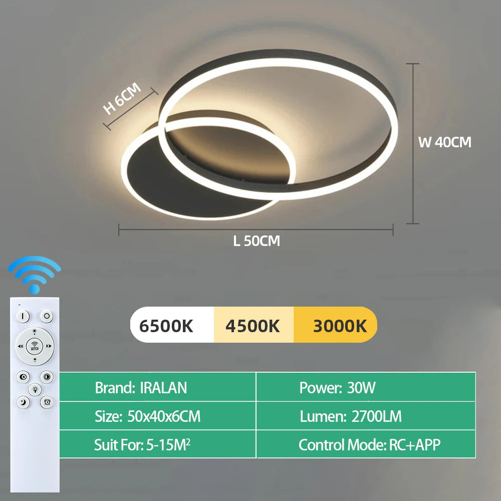 Modern Round Design Living Room Bedroom LED Ceiling Light Golden Ring Light Lighting Decorative Lighting Indoor Chandelier