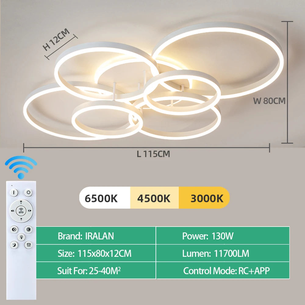 Modern Round Design Living Room Bedroom LED Ceiling Light Golden Ring Light Lighting Decorative Lighting Indoor Chandelier