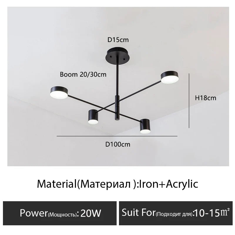 Living Room Chandelier Simple Black Nordic Lighting Creative Personality Net Red Light Restaurant Wrought Iron Lighting