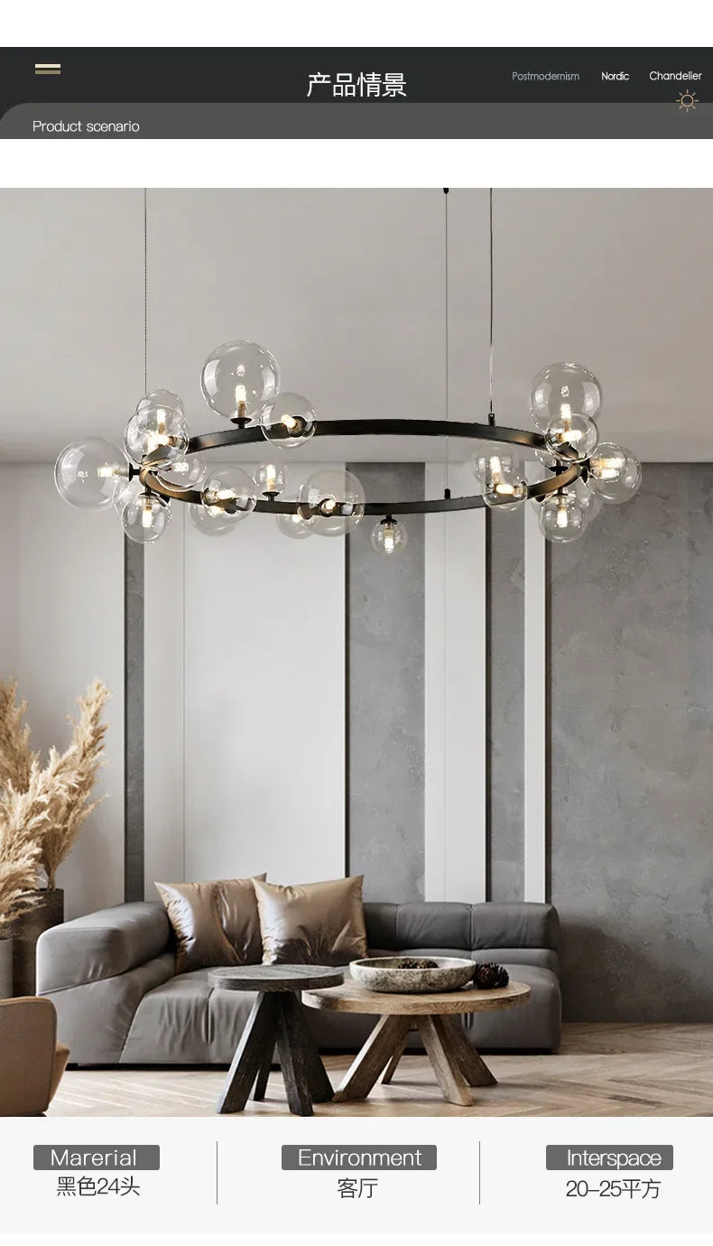 Modern Creative Bubble Chandelier LED Pendant Light Fixture for Living Room Dining Room Bedroom Home Decor Ceiling Lamp