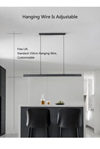 Modern minimalist LED straight strip pendant light, dining table, bar counter, office desk hanging pendant light, home lighting