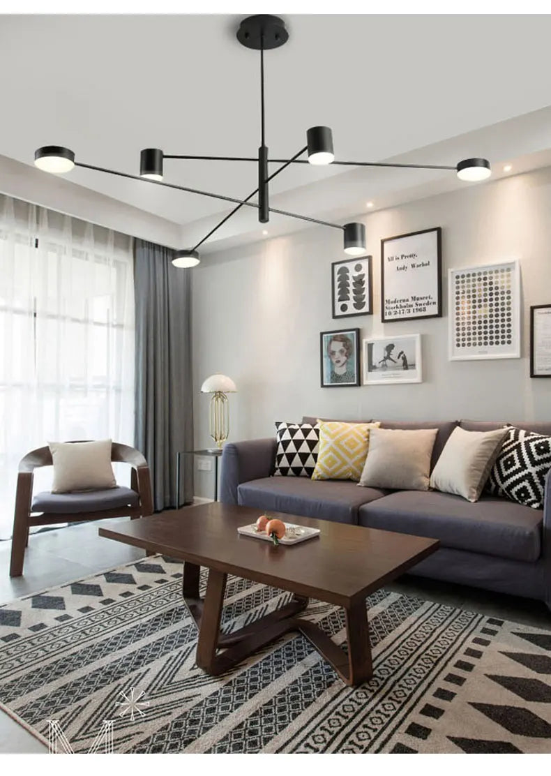 Living Room Chandelier Simple Black Nordic Lighting Creative Personality Net Red Light Restaurant Wrought Iron Lighting