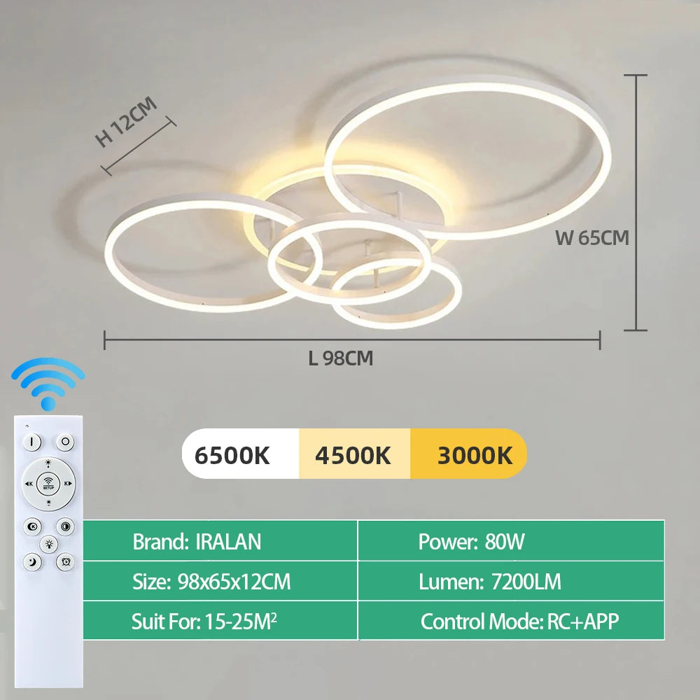 Modern Round Design Living Room Bedroom LED Ceiling Light Golden Ring Light Lighting Decorative Lighting Indoor Chandelier