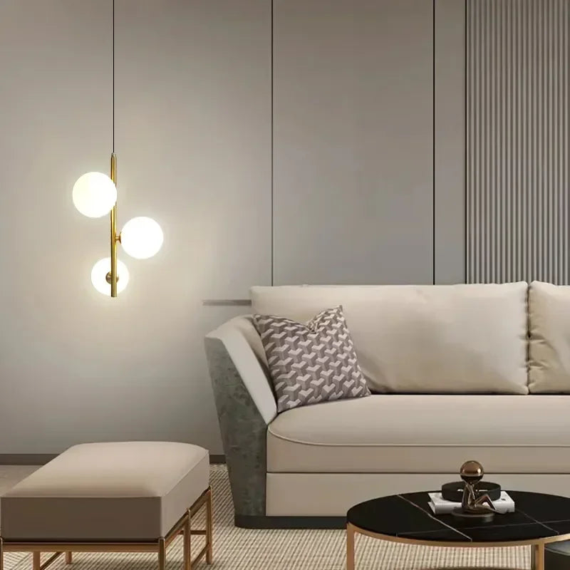 Modern LED Glass Ball LED Pendant Lights Nordic Black Bedroom Hanging Lamp Living Room Dining Decor Lights Fixture
