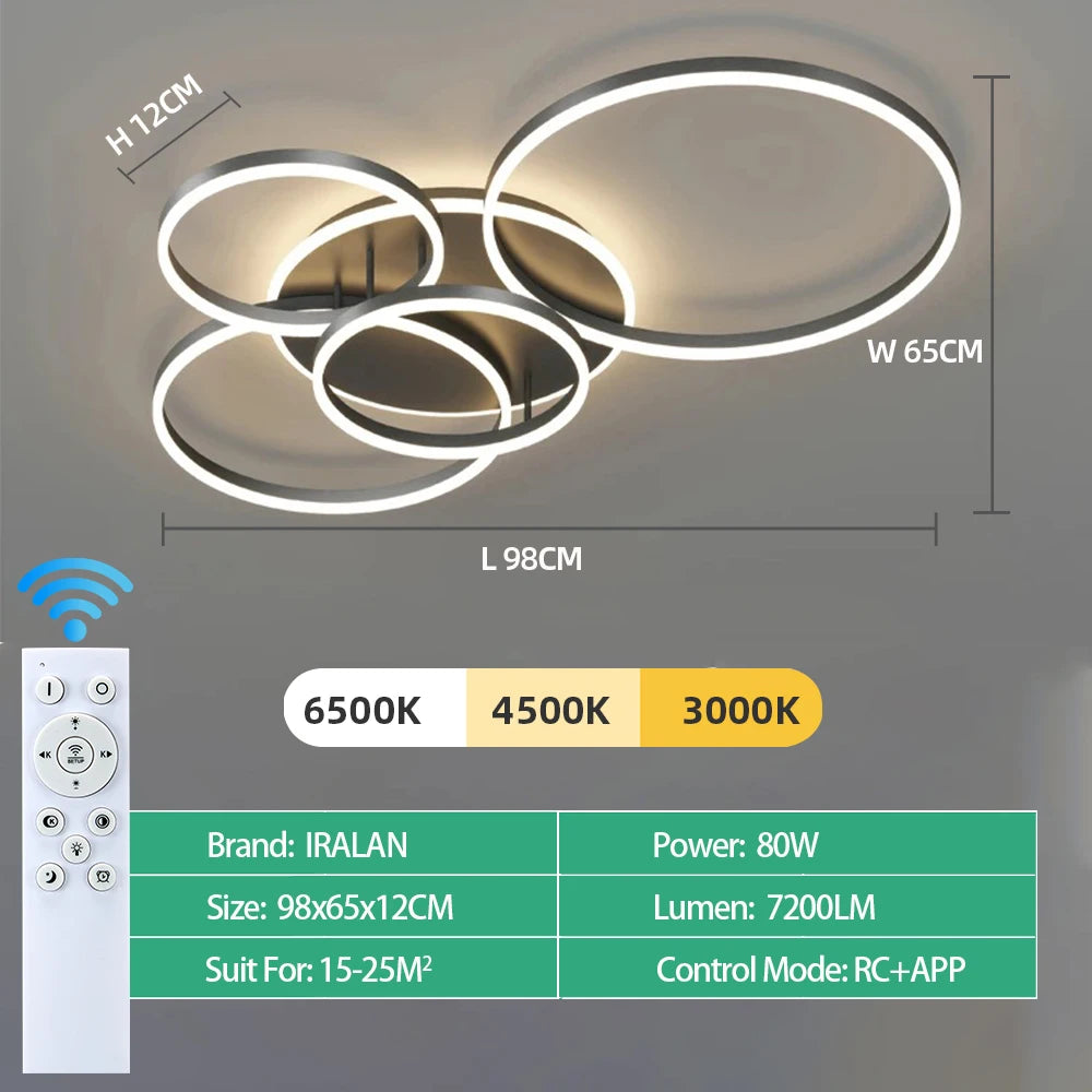 Modern Round Design Living Room Bedroom LED Ceiling Light Golden Ring Light Lighting Decorative Lighting Indoor Chandelier