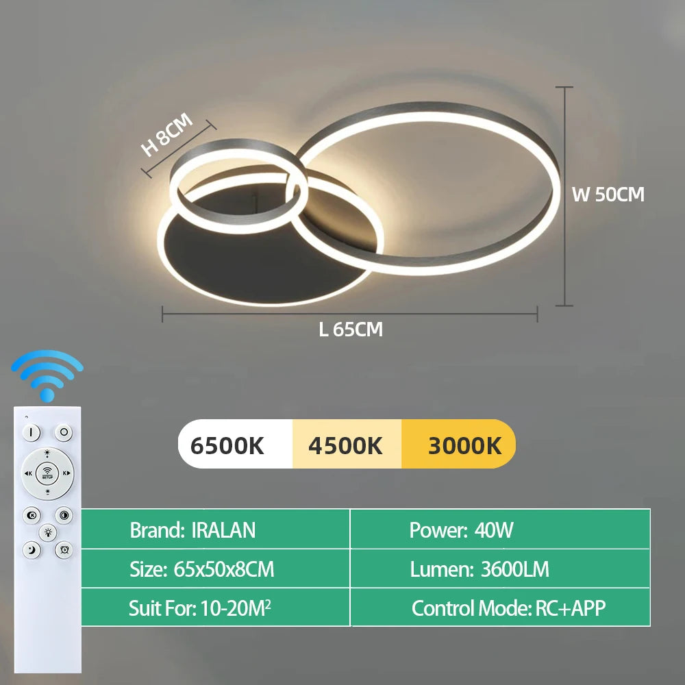 Modern Round Design Living Room Bedroom LED Ceiling Light Golden Ring Light Lighting Decorative Lighting Indoor Chandelier