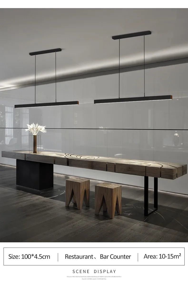 Modern minimalist LED straight strip pendant light, dining table, bar counter, office desk hanging pendant light, home lighting