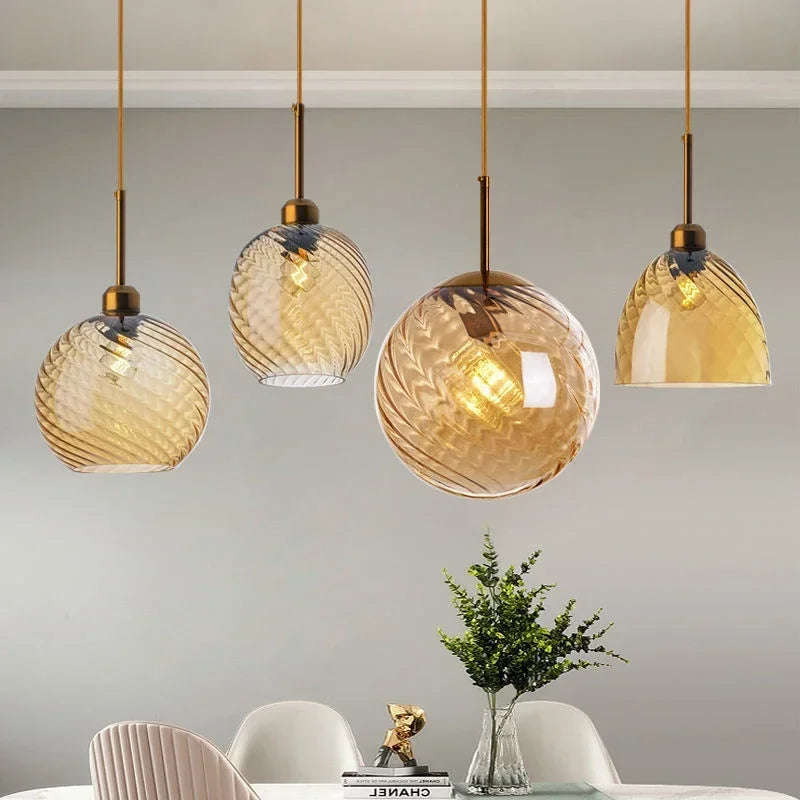 Modern Glass Chandelier Pendant Lights for Bedside Bar Kitchen Restaurant Dining-table Stair Lamp Villa Hotel Home Lighting