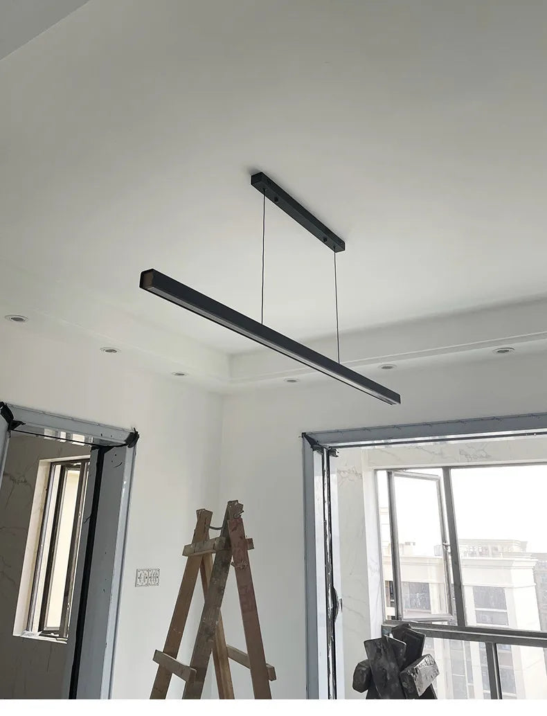 Modern minimalist LED straight strip pendant light, dining table, bar counter, office desk hanging pendant light, home lighting