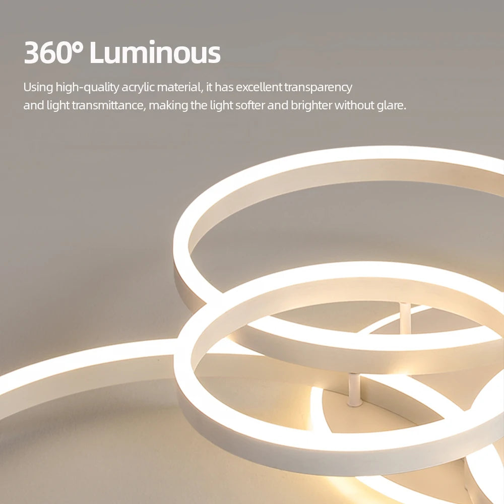 Modern Round Design Living Room Bedroom LED Ceiling Light Golden Ring Light Lighting Decorative Lighting Indoor Chandelier