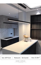 Modern minimalist LED straight strip pendant light, dining table, bar counter, office desk hanging pendant light, home lighting