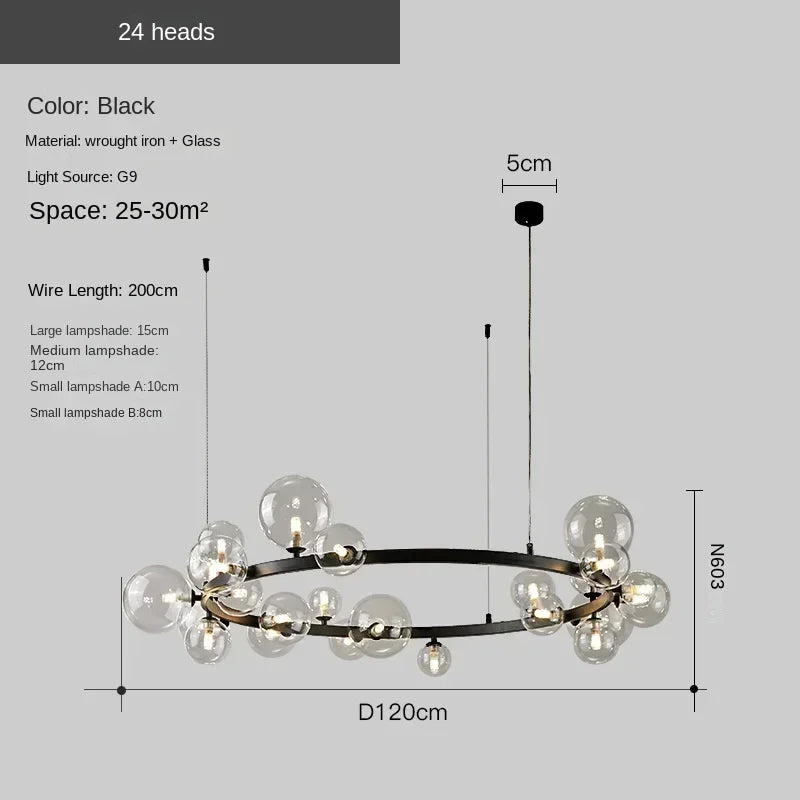 Modern Creative Bubble Chandelier LED Pendant Light Fixture for Living Room Dining Room Bedroom Home Decor Ceiling Lamp