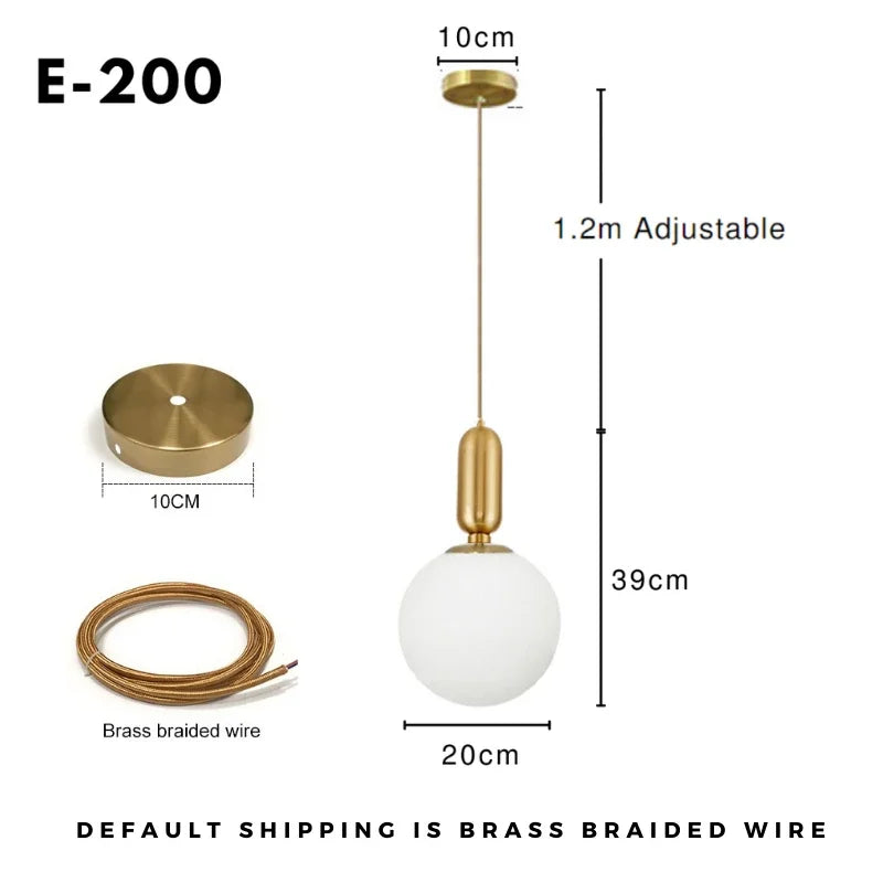 Modern Pendant Light Nordic Minimalist Hanging Lamp Ceiling Decoration Glass Ball Lighting Living Bedroom Dining Room