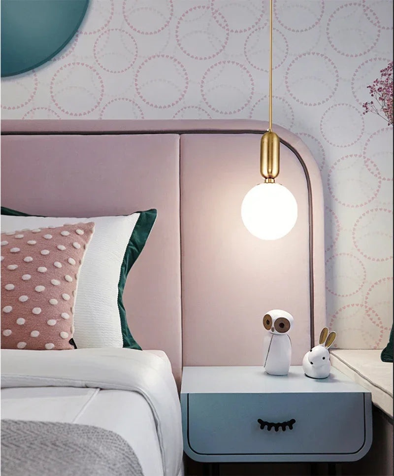 Modern Pendant Light Nordic Minimalist Hanging Lamp Ceiling Decoration Glass Ball Lighting Living Bedroom Dining Room