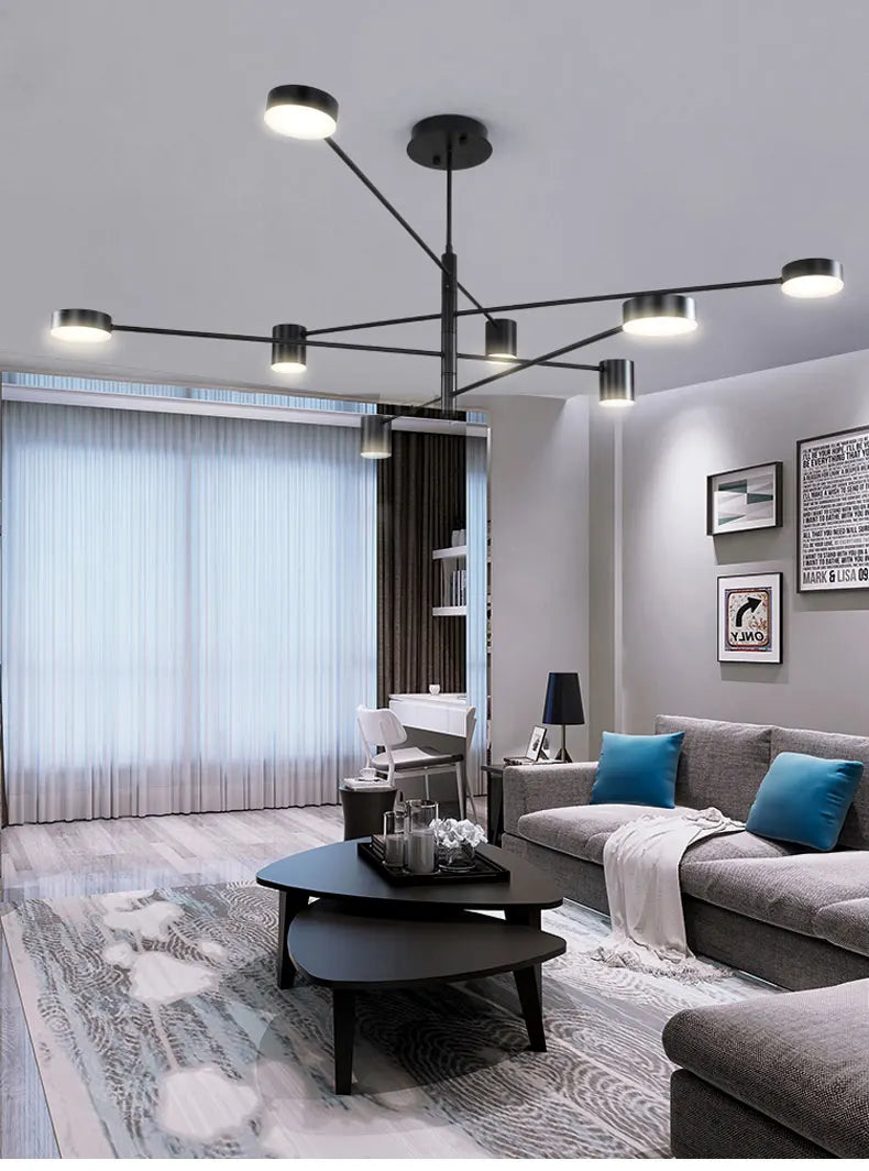 Living Room Chandelier Simple Black Nordic Lighting Creative Personality Net Red Light Restaurant Wrought Iron Lighting