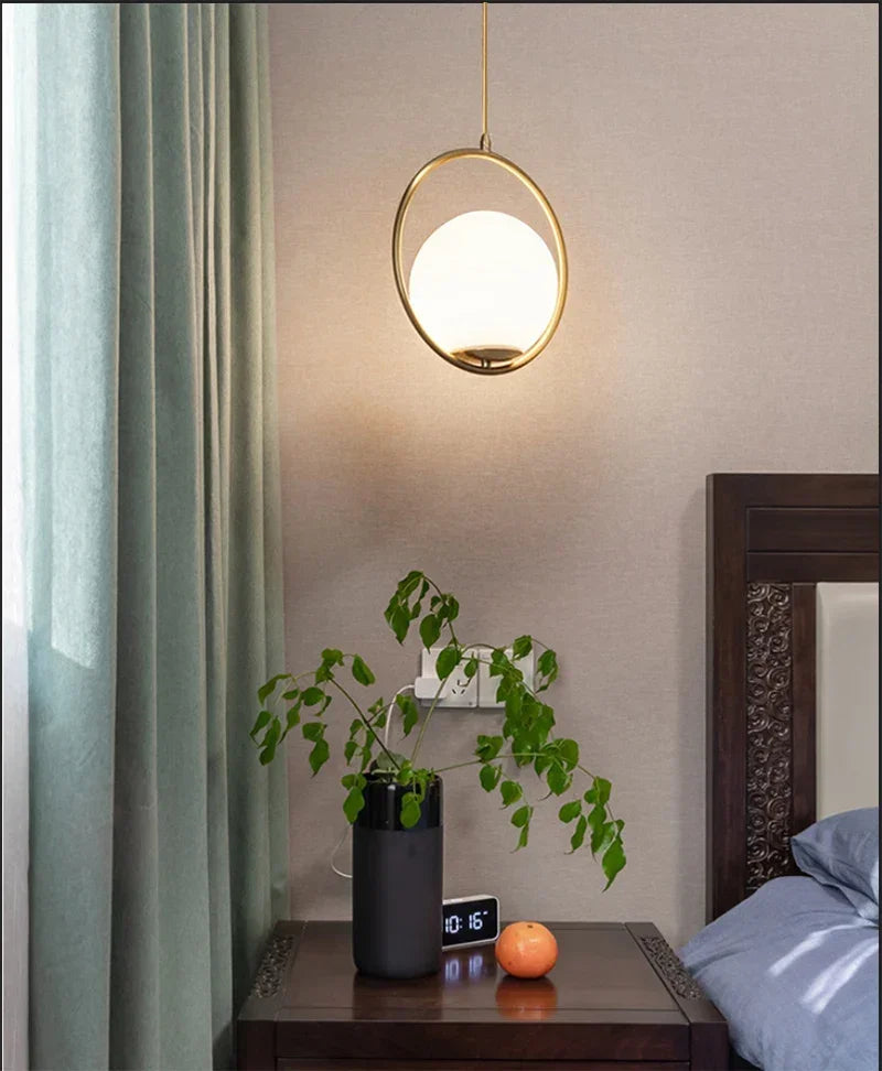 Modern Pendant Light Nordic Minimalist Hanging Lamp Ceiling Decoration Glass Ball Lighting Living Bedroom Dining Room