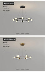 Nordic Modern Iron Art Sphereical Pendant Light Glass Lampshade Led Bedroom Living Dining Room Atmosphere Decorative Chandeliers
