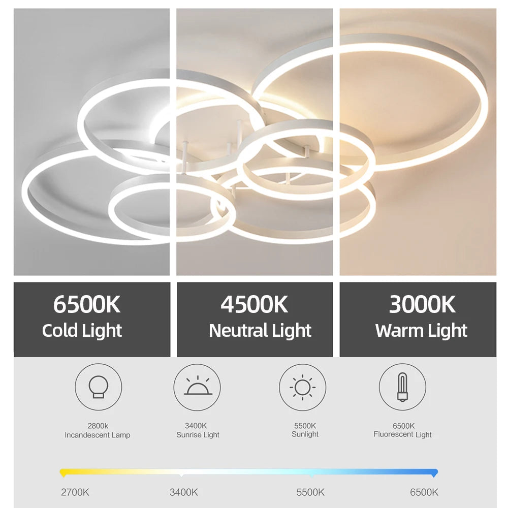 Modern Round Design Living Room Bedroom LED Ceiling Light Golden Ring Light Lighting Decorative Lighting Indoor Chandelier
