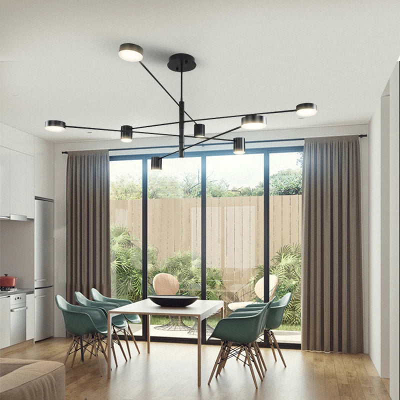 Living Room Chandelier Simple Black Nordic Lighting Creative Personality Net Red Light Restaurant Wrought Iron Lighting
