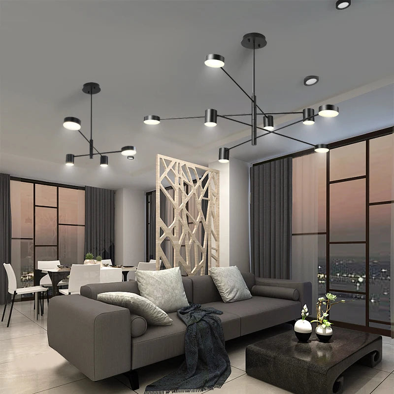 Living Room Chandelier Simple Black Nordic Lighting Creative Personality Net Red Light Restaurant Wrought Iron Lighting