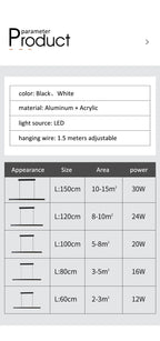Modern minimalist LED straight strip pendant light, dining table, bar counter, office desk hanging pendant light, home lighting