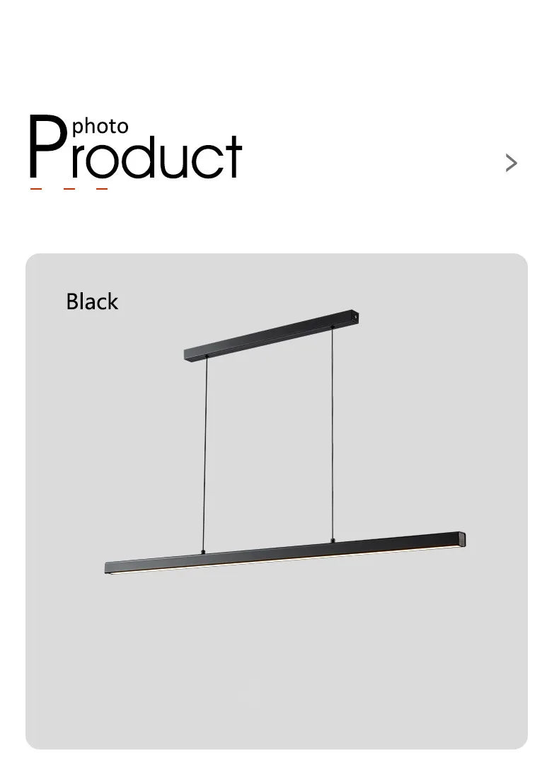 Modern minimalist LED straight strip pendant light, dining table, bar counter, office desk hanging pendant light, home lighting
