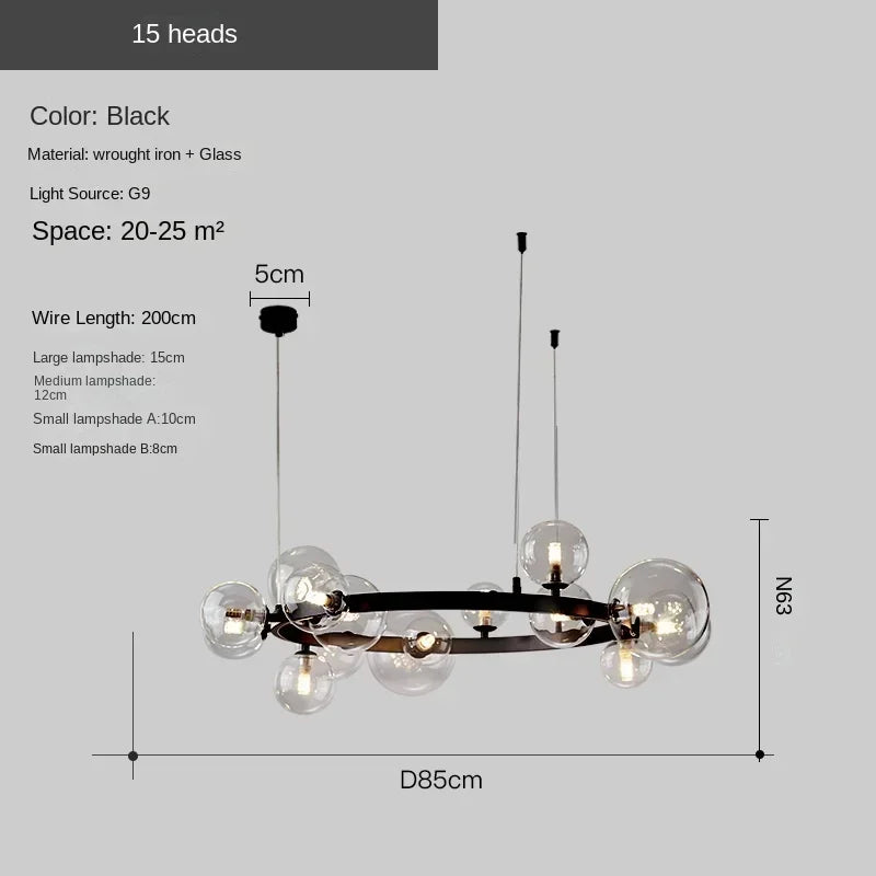 Modern Creative Bubble Chandelier LED Pendant Light Fixture for Living Room Dining Room Bedroom Home Decor Ceiling Lamp
