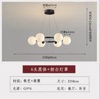 Nordic Modern Iron Art Sphereical Pendant Light Glass Lampshade Led Bedroom Living Dining Room Atmosphere Decorative Chandeliers