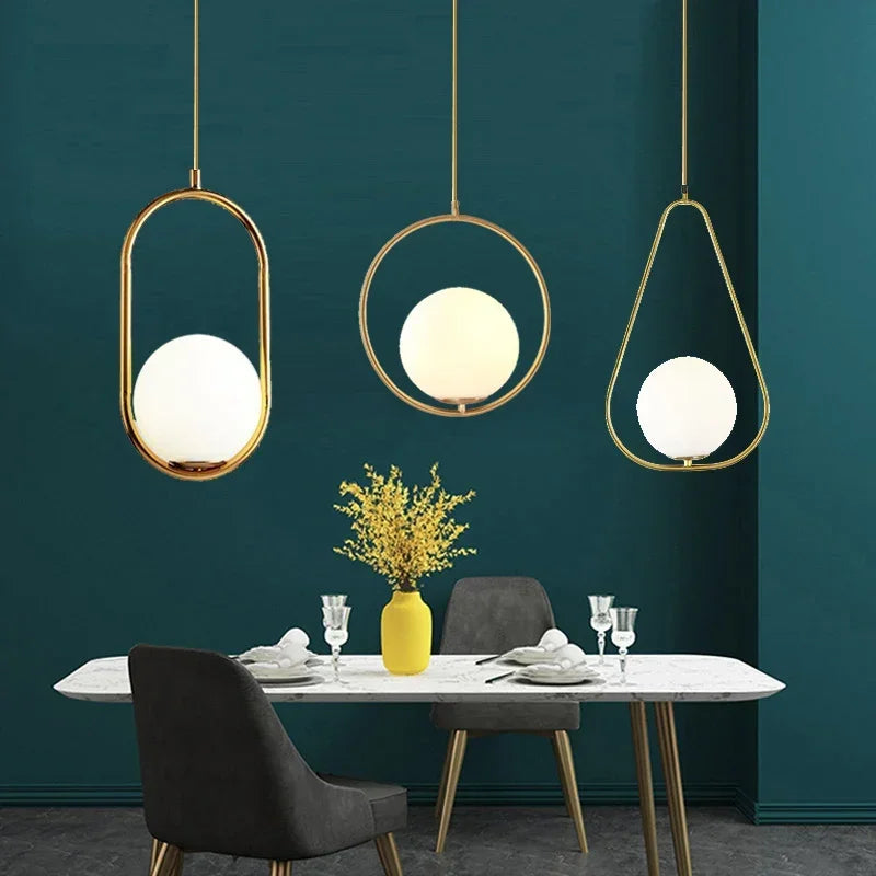 Modern Pendant Light Nordic Minimalist Hanging Lamp Ceiling Decoration Glass Ball Lighting Living Bedroom Dining Room